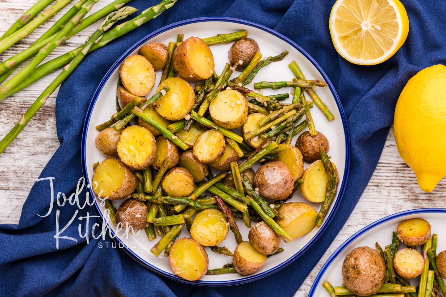 Lemon Garlic Roasted Potatoes & Asparagus