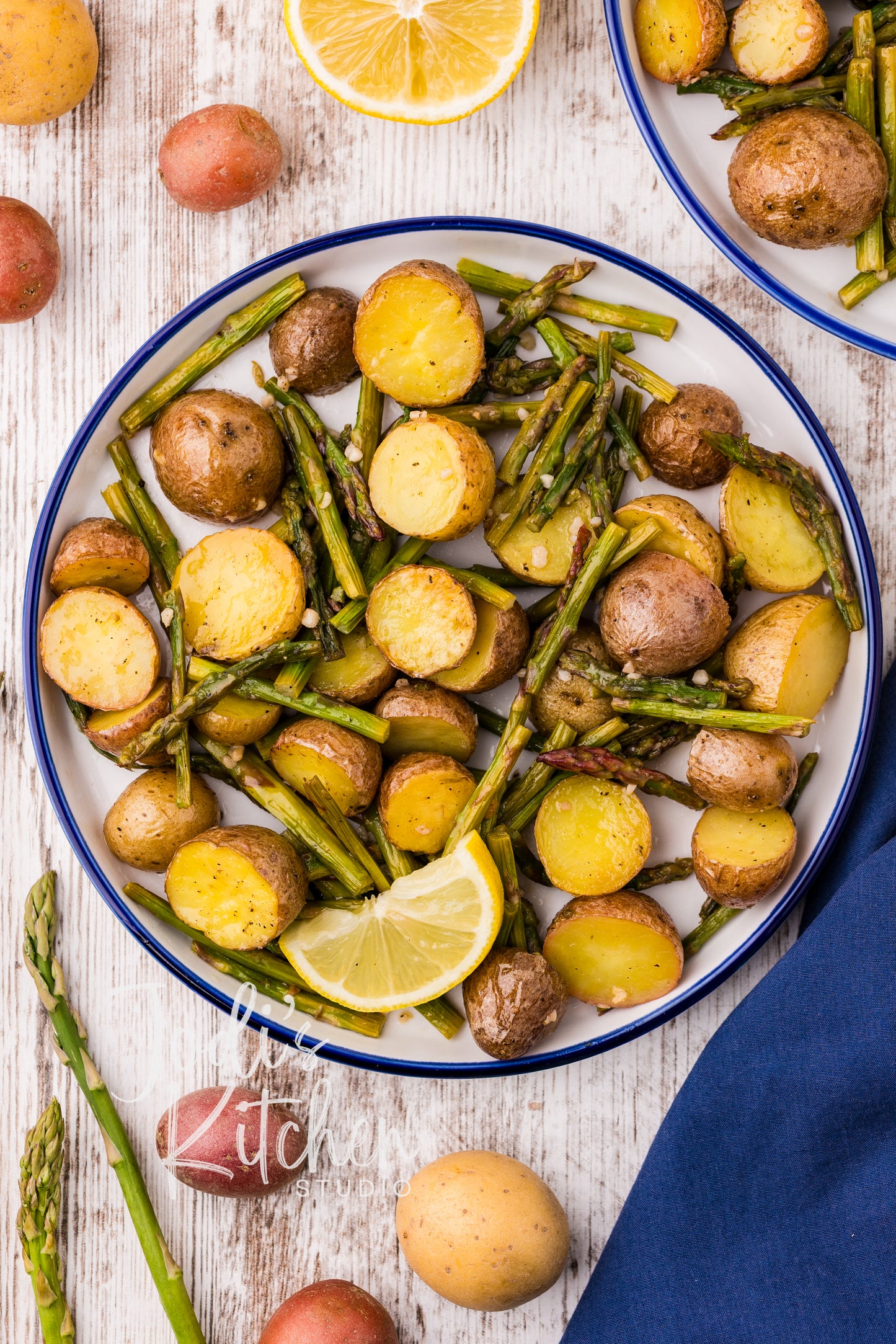 Lemon Garlic Roasted Potatoes & Asparagus