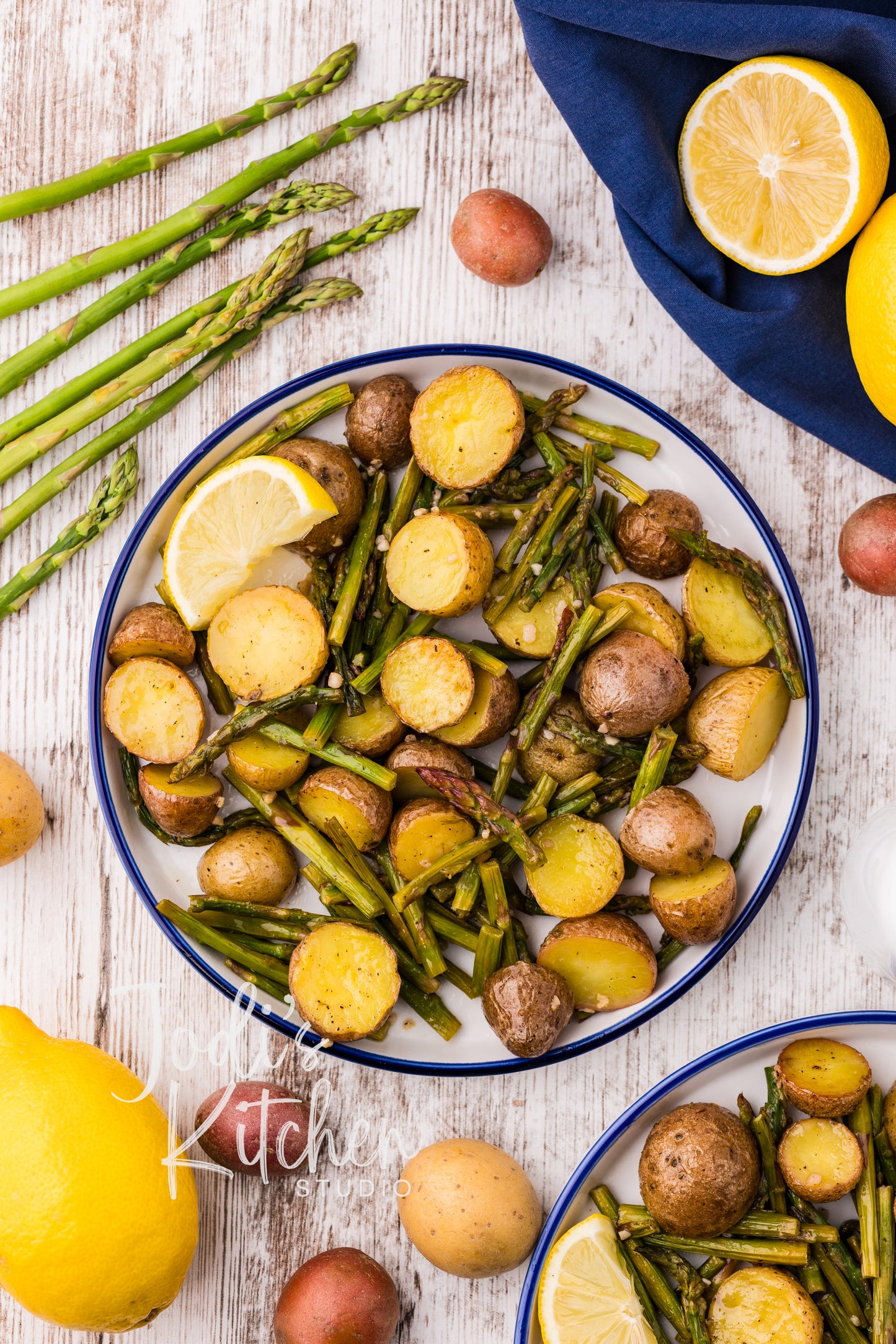 Lemon Garlic Roasted Potatoes & Asparagus